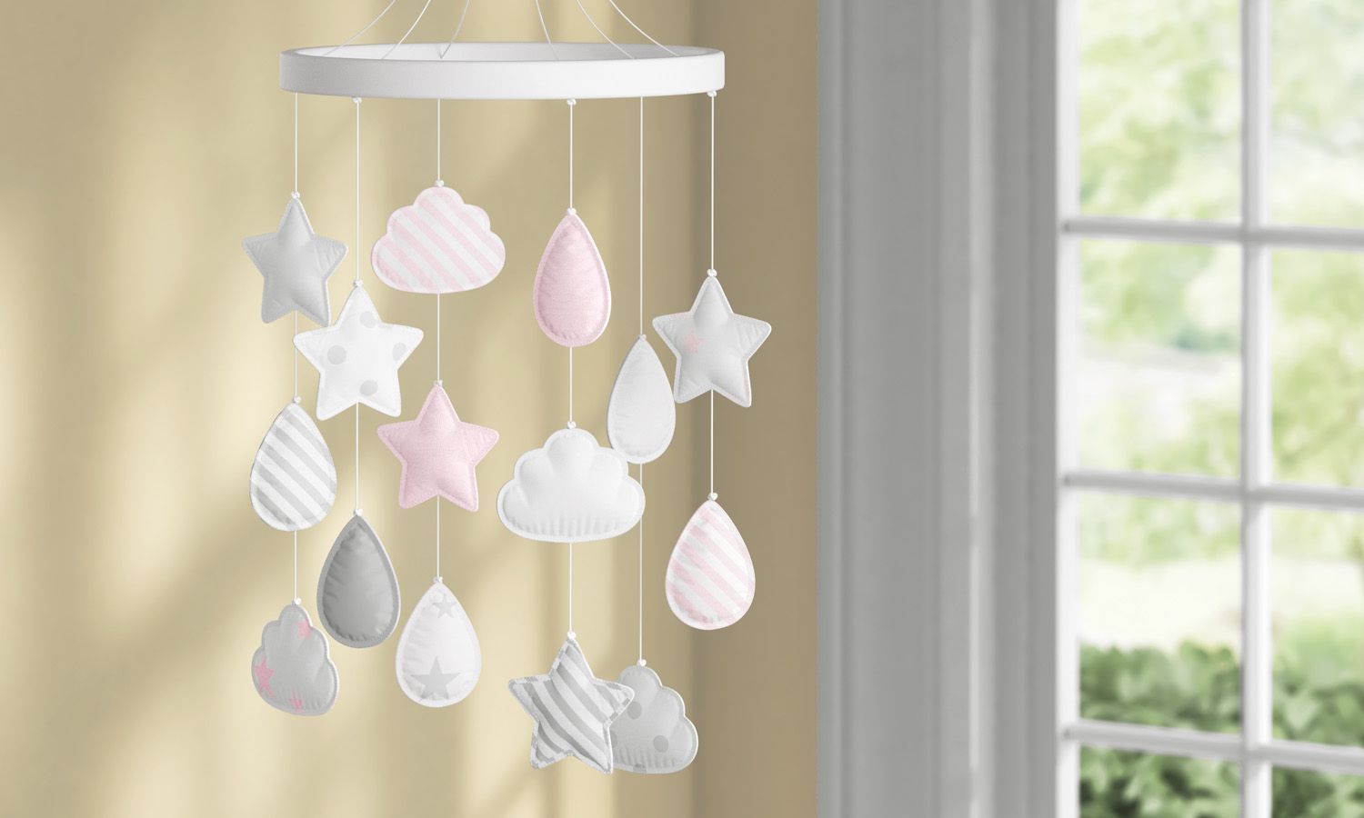 Móbile Estrelinhas Gotinhas e Nuvens