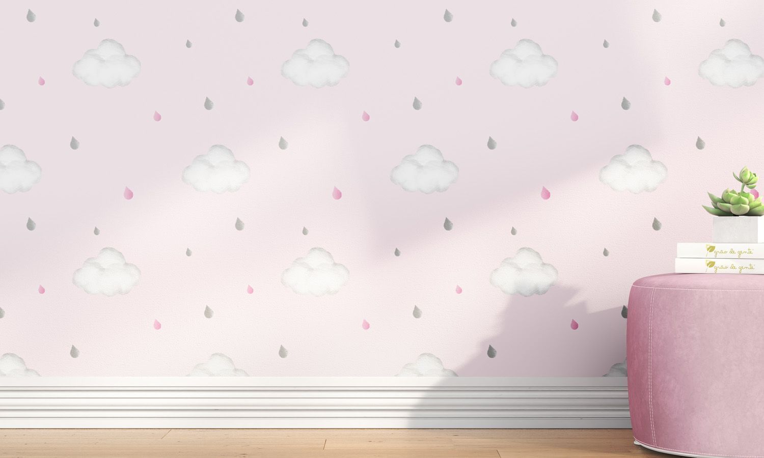 Papel de Parede Nuvens e Gotinhas 3m