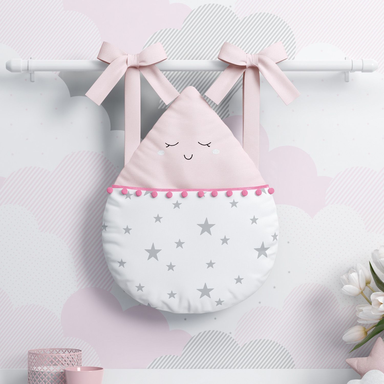 Porta Fraldas Varão Gotinha com Pompom