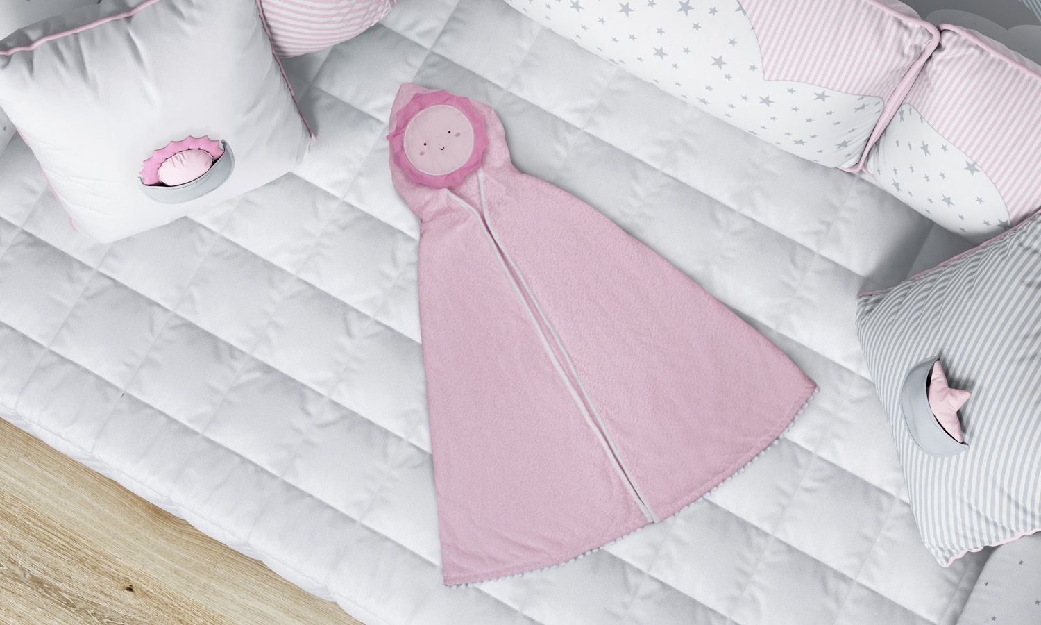 Toalha com Capuz Infantil Sol 90cm