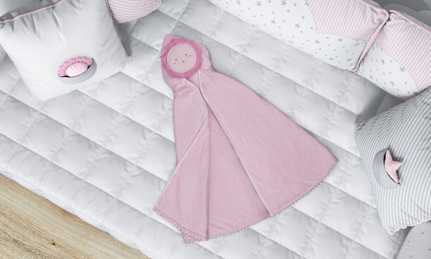 Toalha com Capuz Infantil Sol 90cm