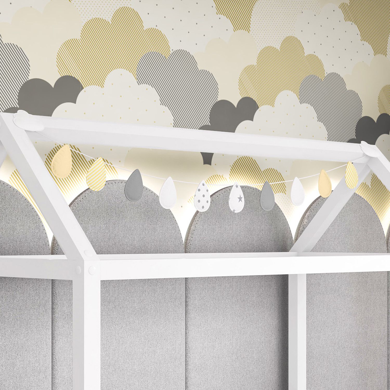 Varal de Cama Gotinhas e Nuvens 1,60m