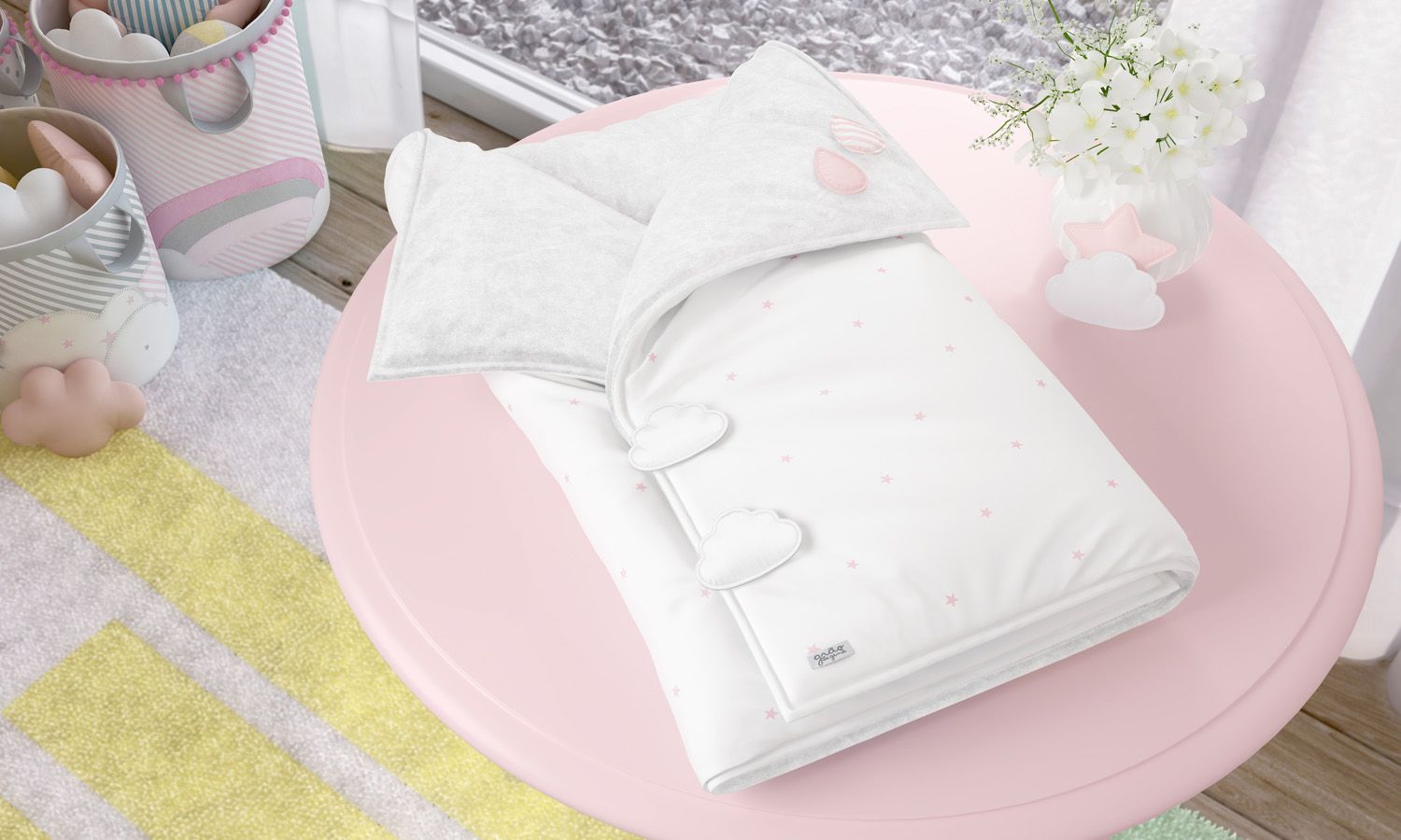 Porta Bebê Gotinhas e Nuvem de Algodão