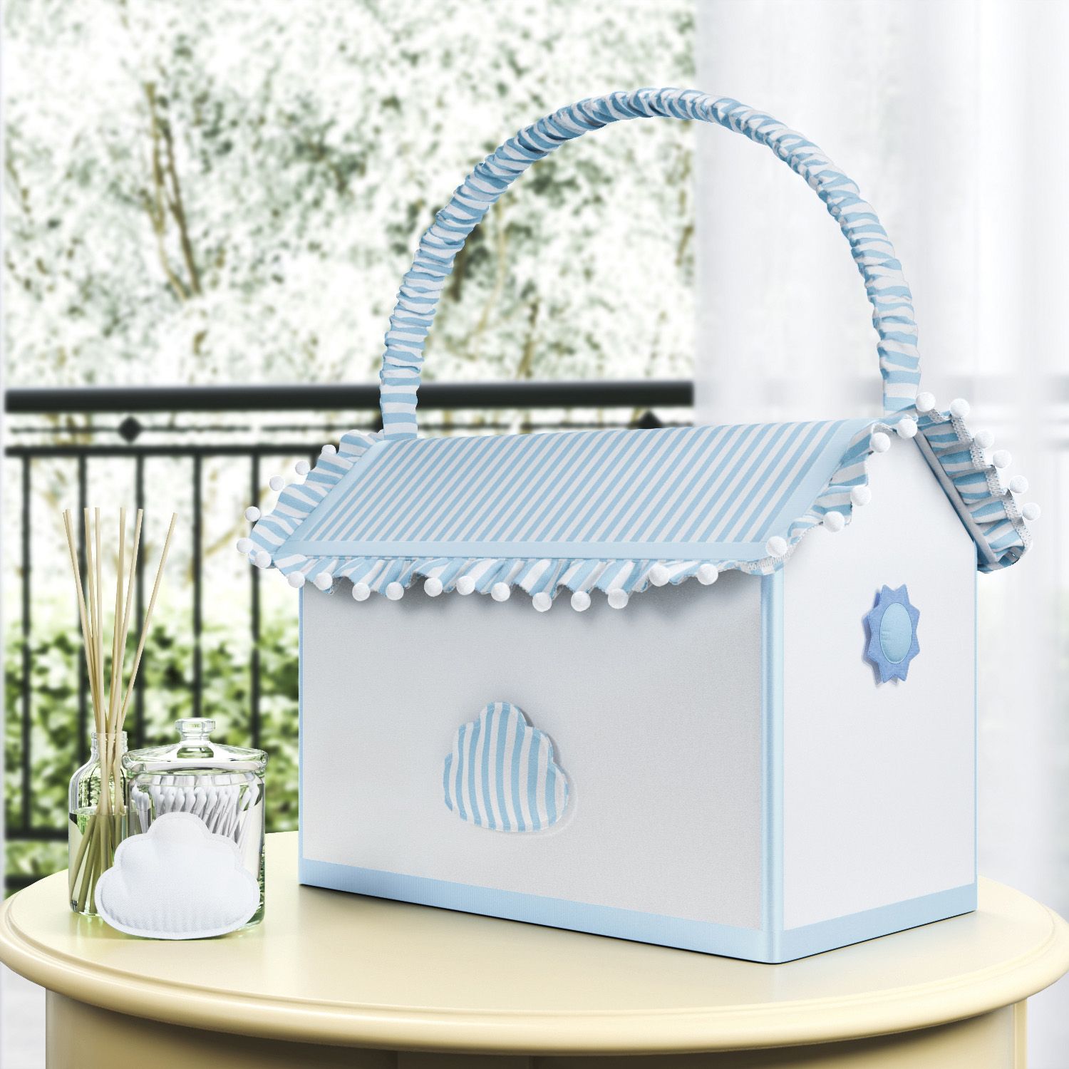 Farmacinha Nuvem e Sol Listrada Cinza/Branco