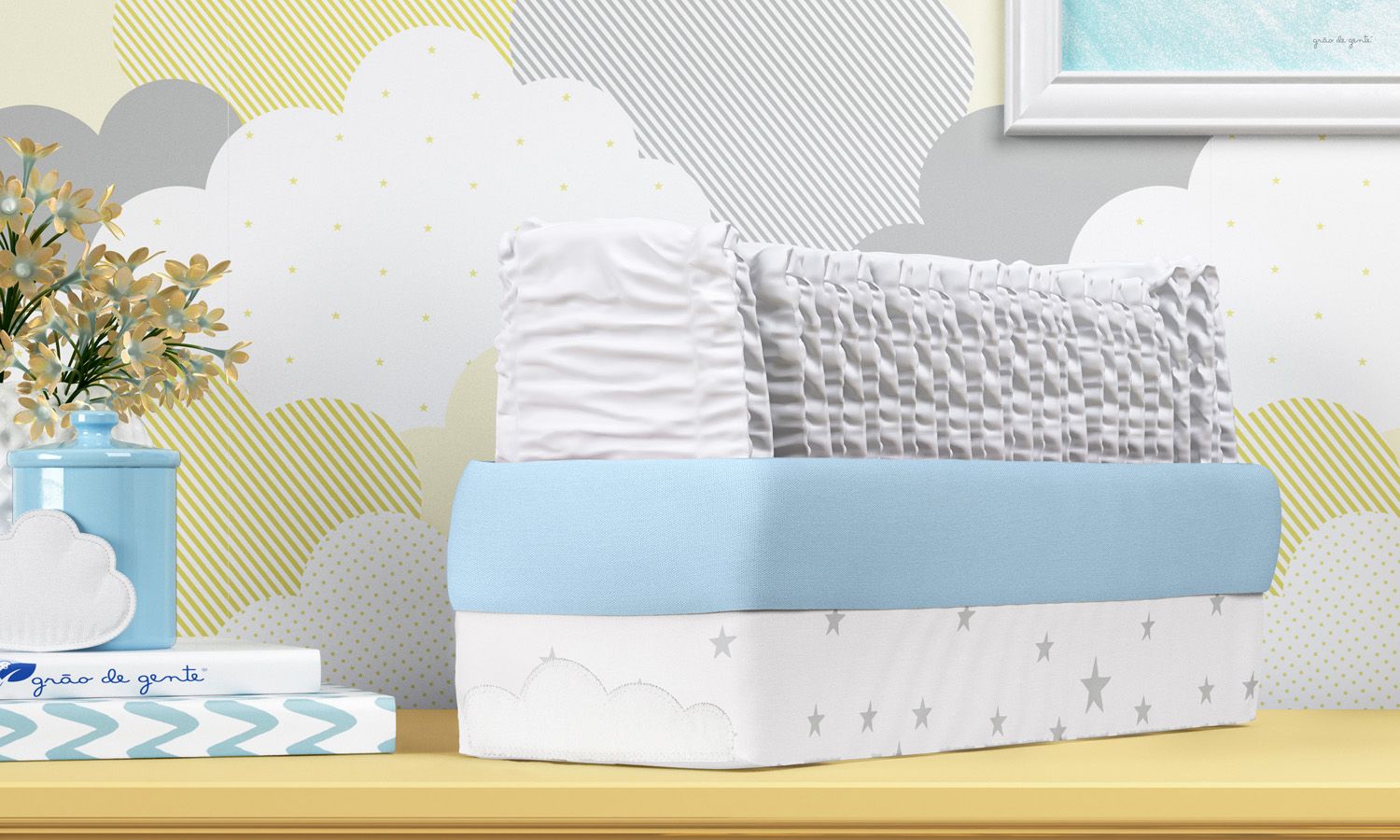 Cesto Organizador Estrelinhas Nuvem de Algodão 36cm