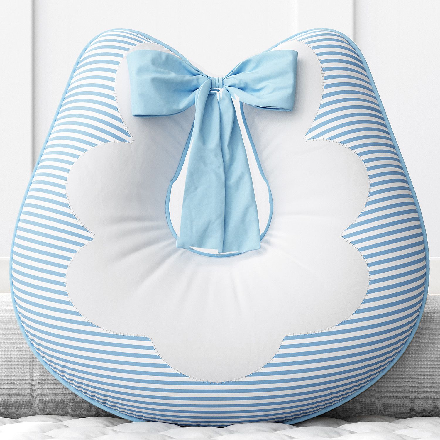 Almofada Amamentação Listrada Azul e Salmão