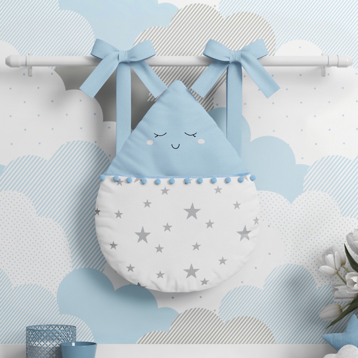 Porta Fraldas Varão Gotinha com Pompom