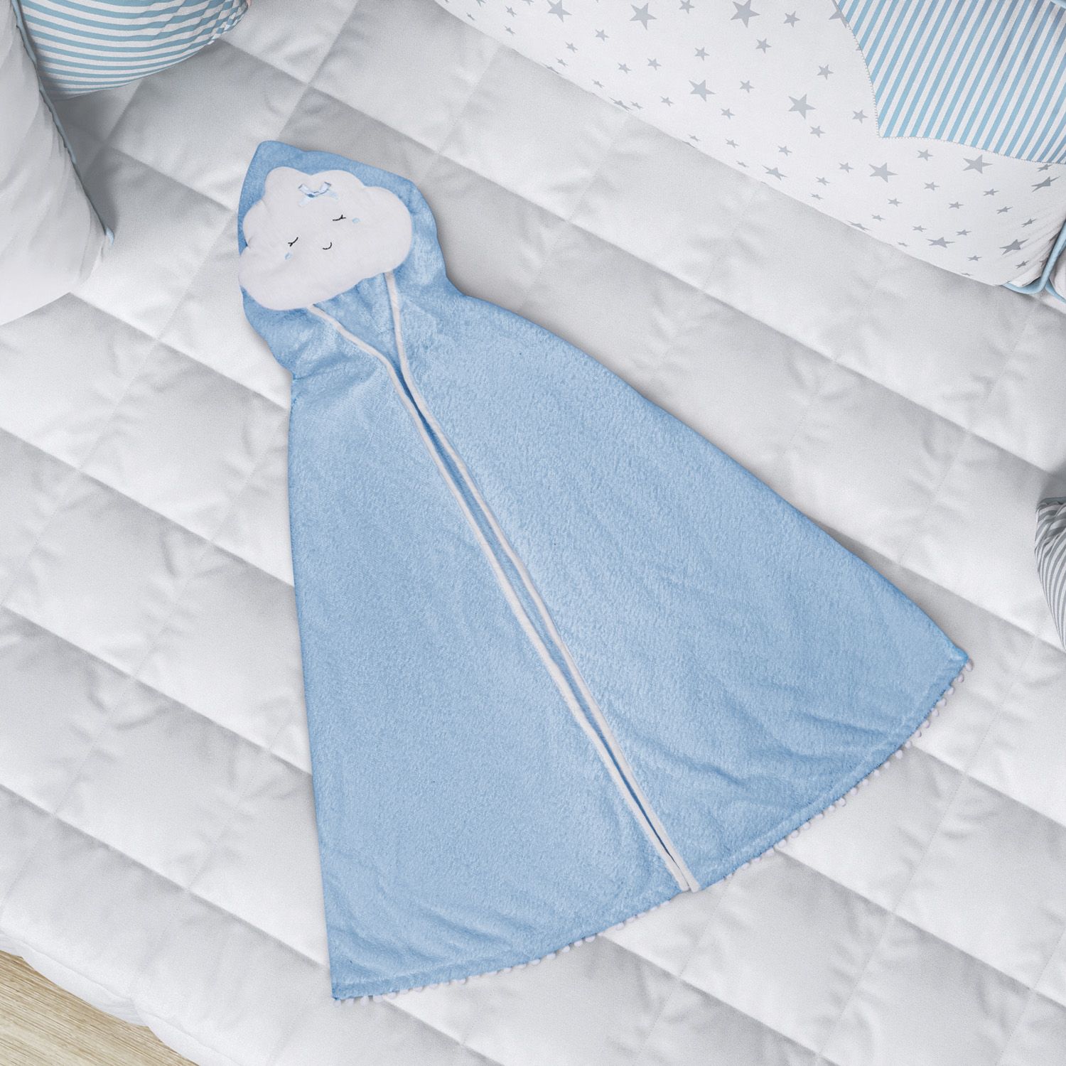 Toalha com Capuz Infantil Nuvem de Algodão 90cm