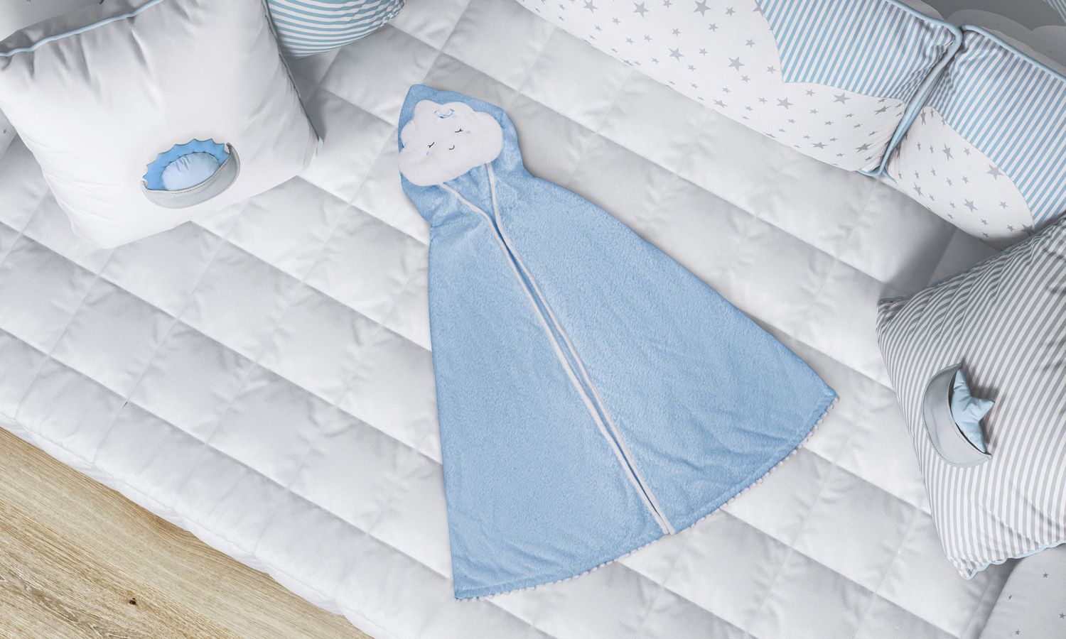 Toalha com Capuz Infantil Nuvem de Algodão 90cm