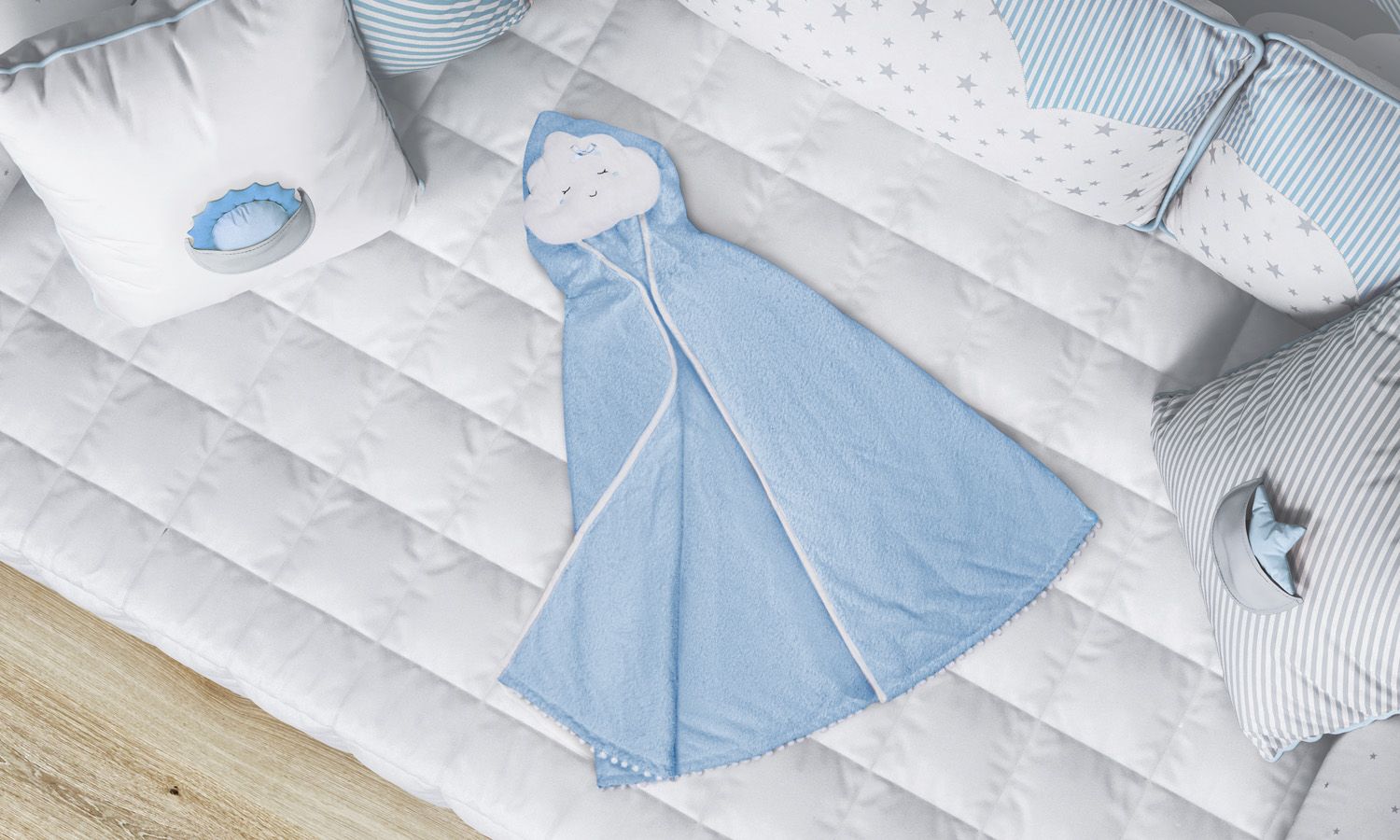 Toalha com Capuz Infantil Nuvem de Algodão 90cm