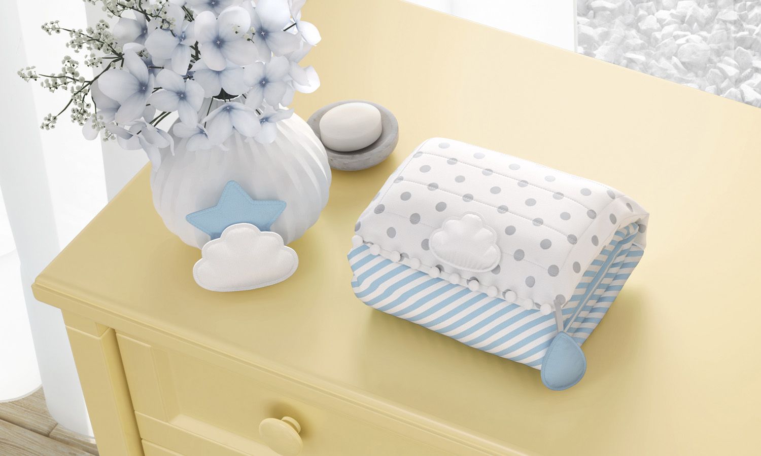 Trocador de Fraldas Portátil com Bolsos Nuvem de Algodão 85x40cm