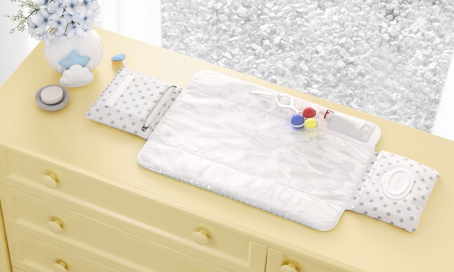 Trocador de Fraldas Portátil com Bolsos Nuvem de Algodão 85x40cm