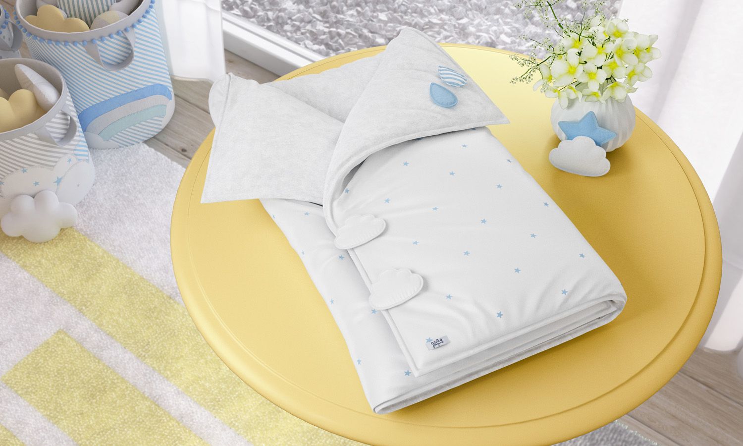 Porta Bebê Gotinhas e Nuvem de Algodão