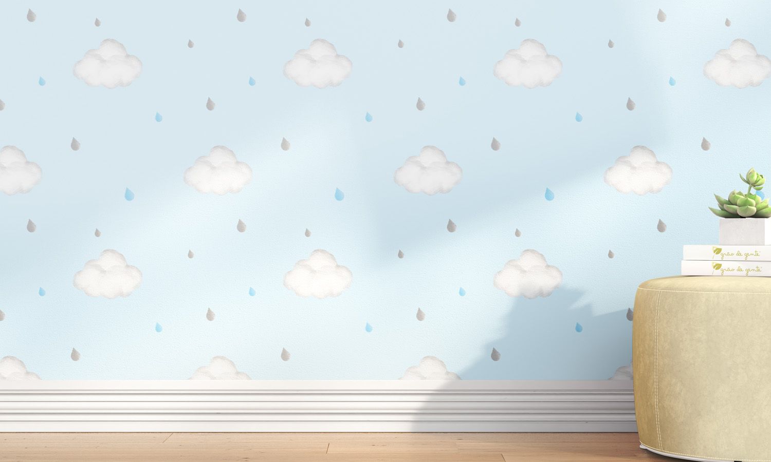 Papel de Parede Nuvens e Gotinhas 3m