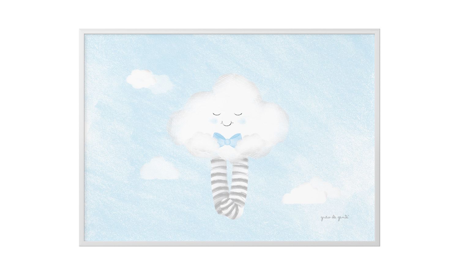 Quadro Nuvem de Algodão Azul 60cm