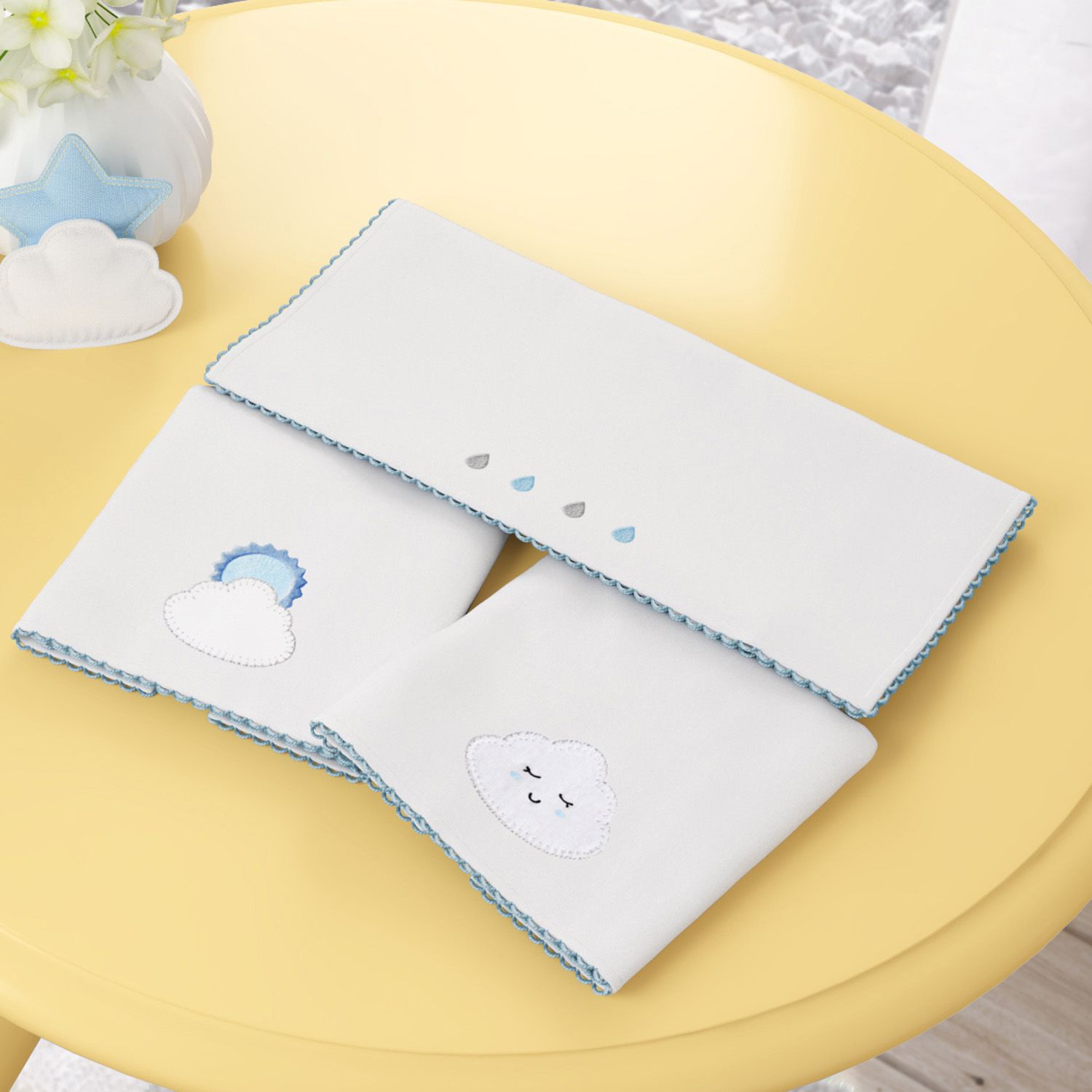 Jogo de Fraldas de Boca Malha Nuvem de Algodão