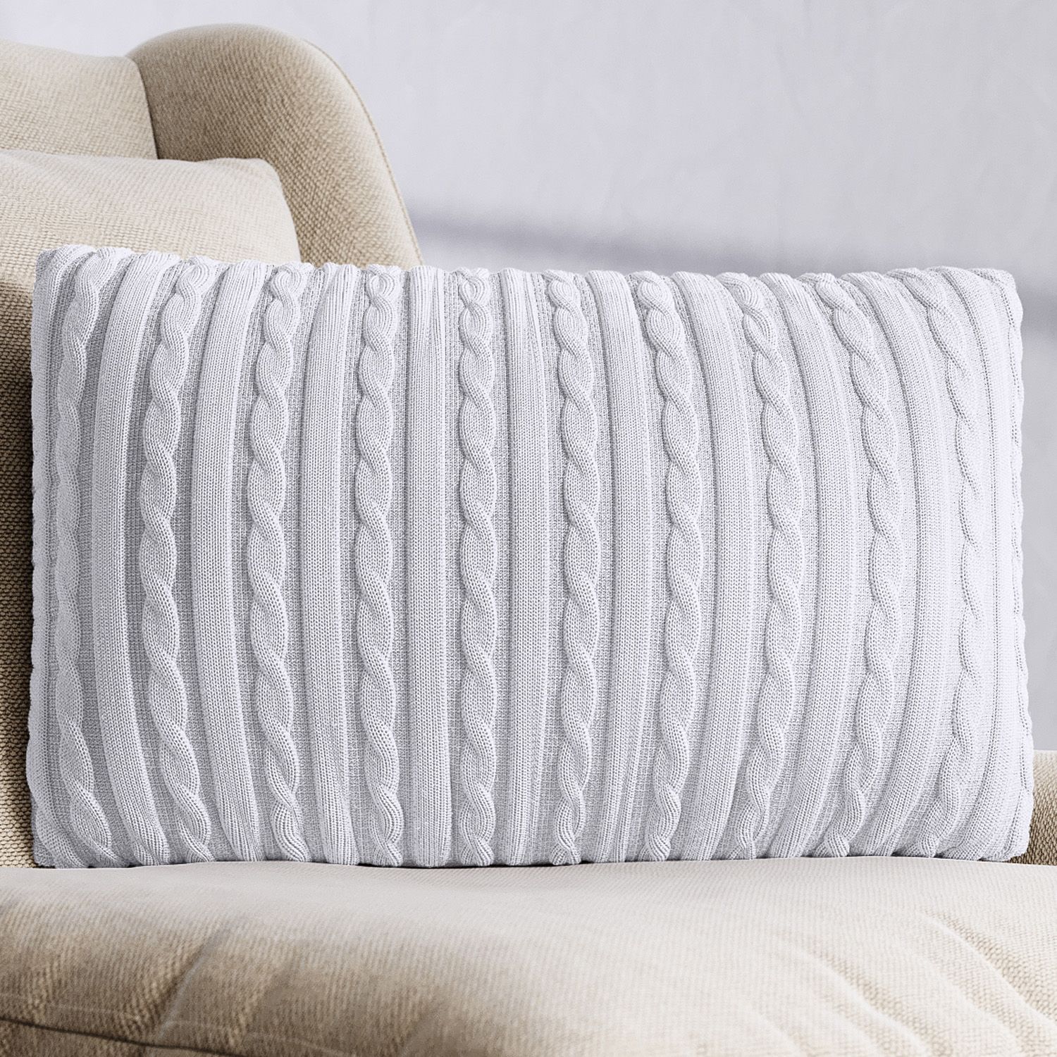 Almofada Retangular Tricot Bege 45CM