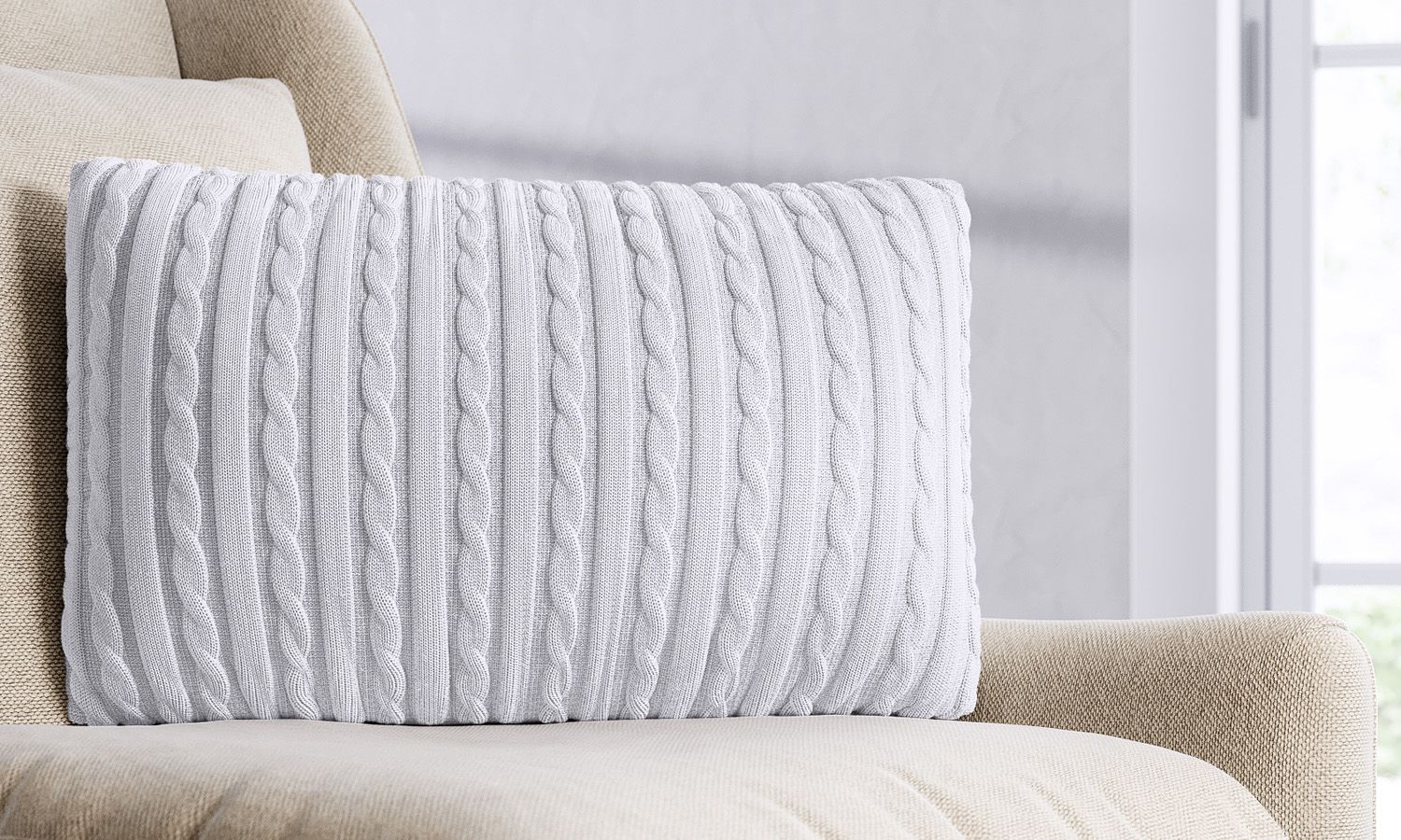 Almofada Retangular Tricot Bege 45CM