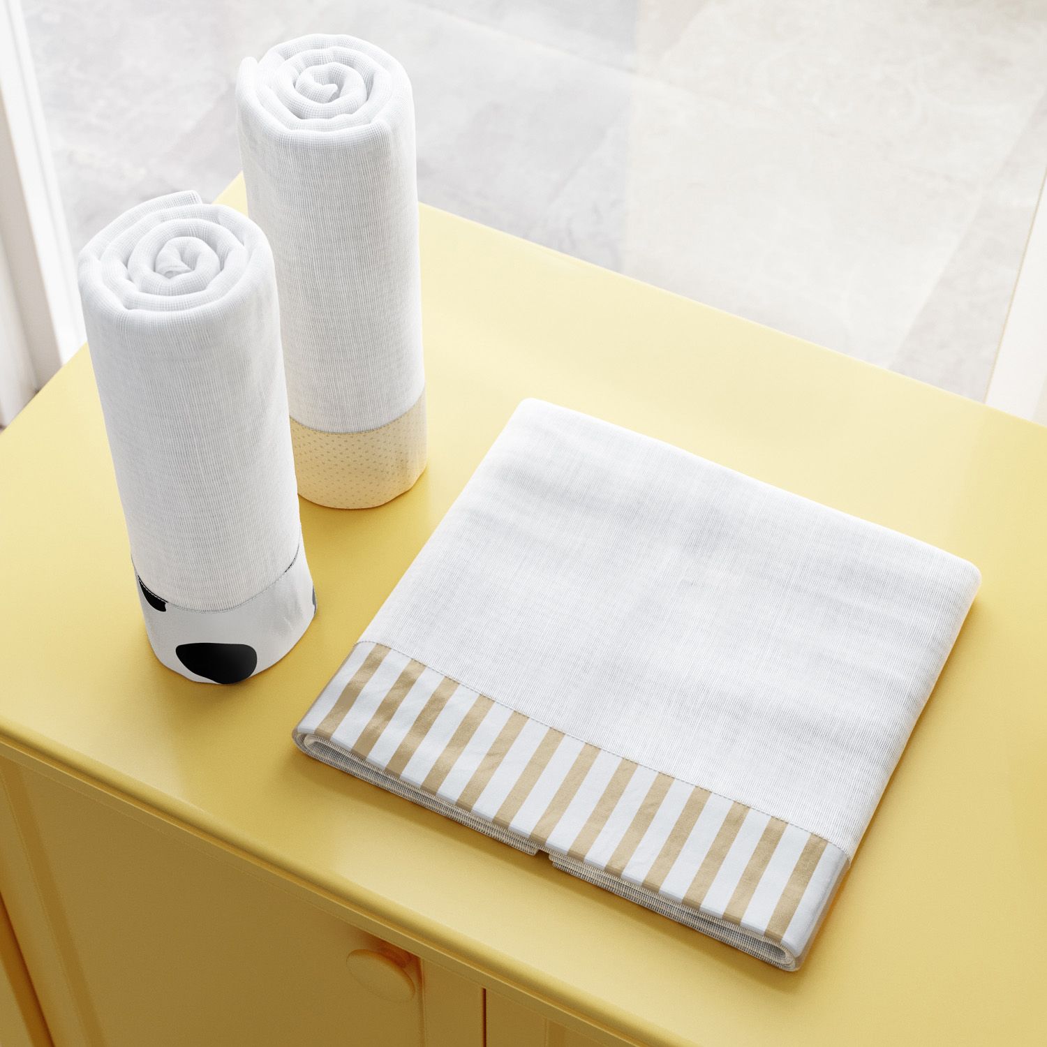 Jogo de Fraldas de Ombro Barra Listras e Estampa Vaquinha