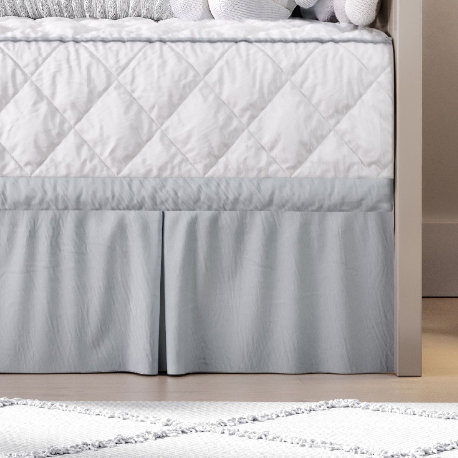 Saia de Cama Babá Pregueada Branco/Cinza