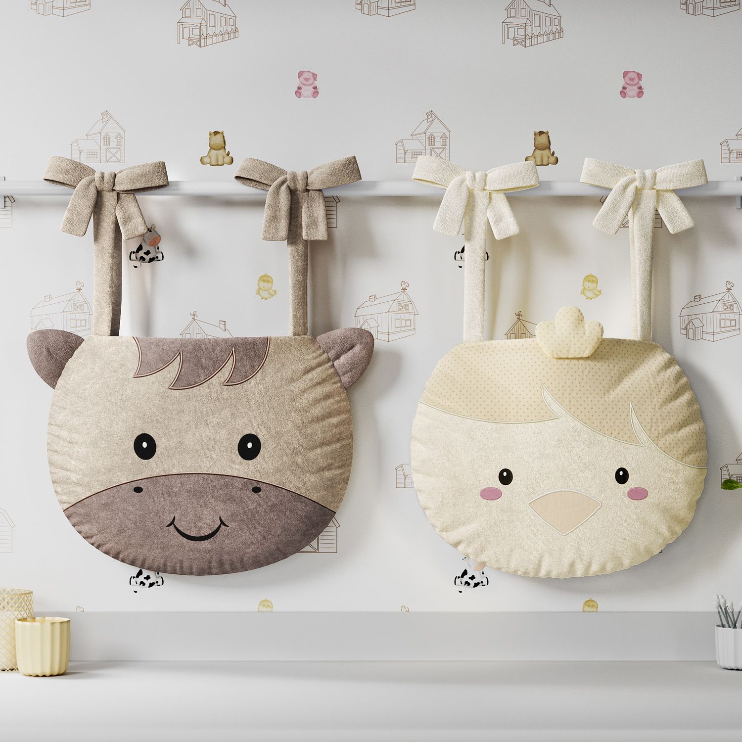 Porta Fraldas Varão Amiguinhos Pintinho e Cavalinho