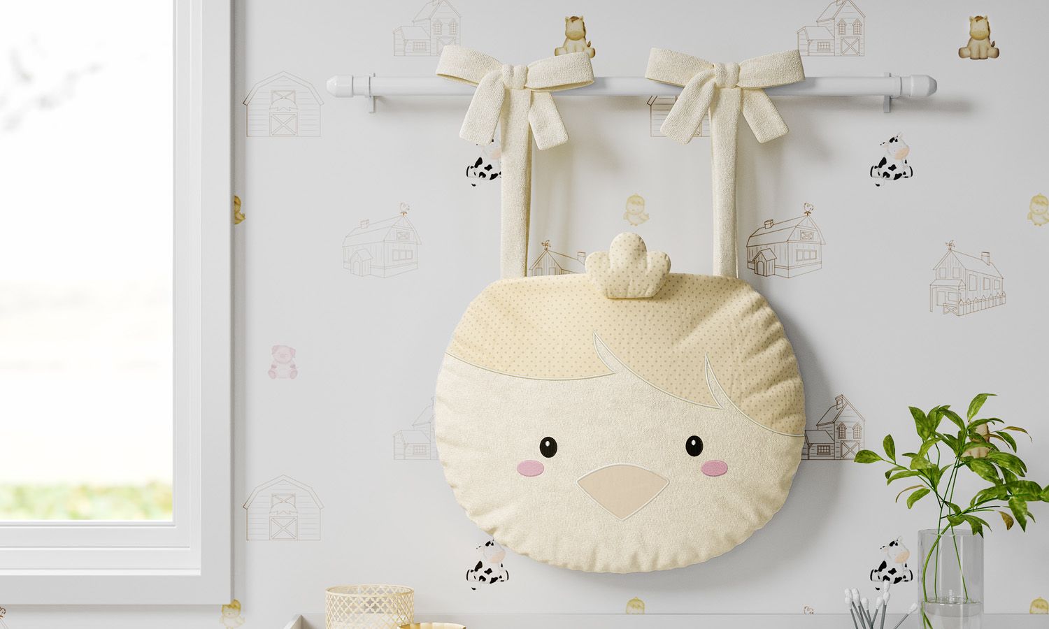 Porta Fraldas Varão Amiguinhos Pintinho e Cavalinho