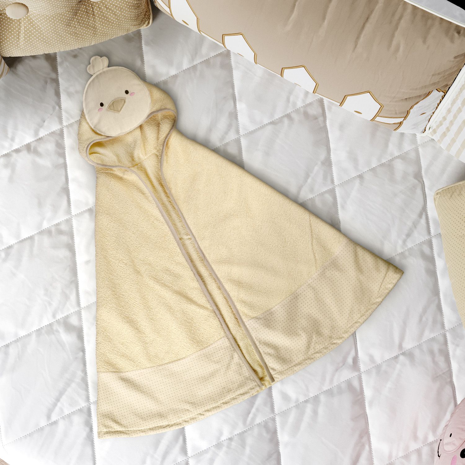 Toalha com Capuz Infantil Amiguinho Pintinho 90cm