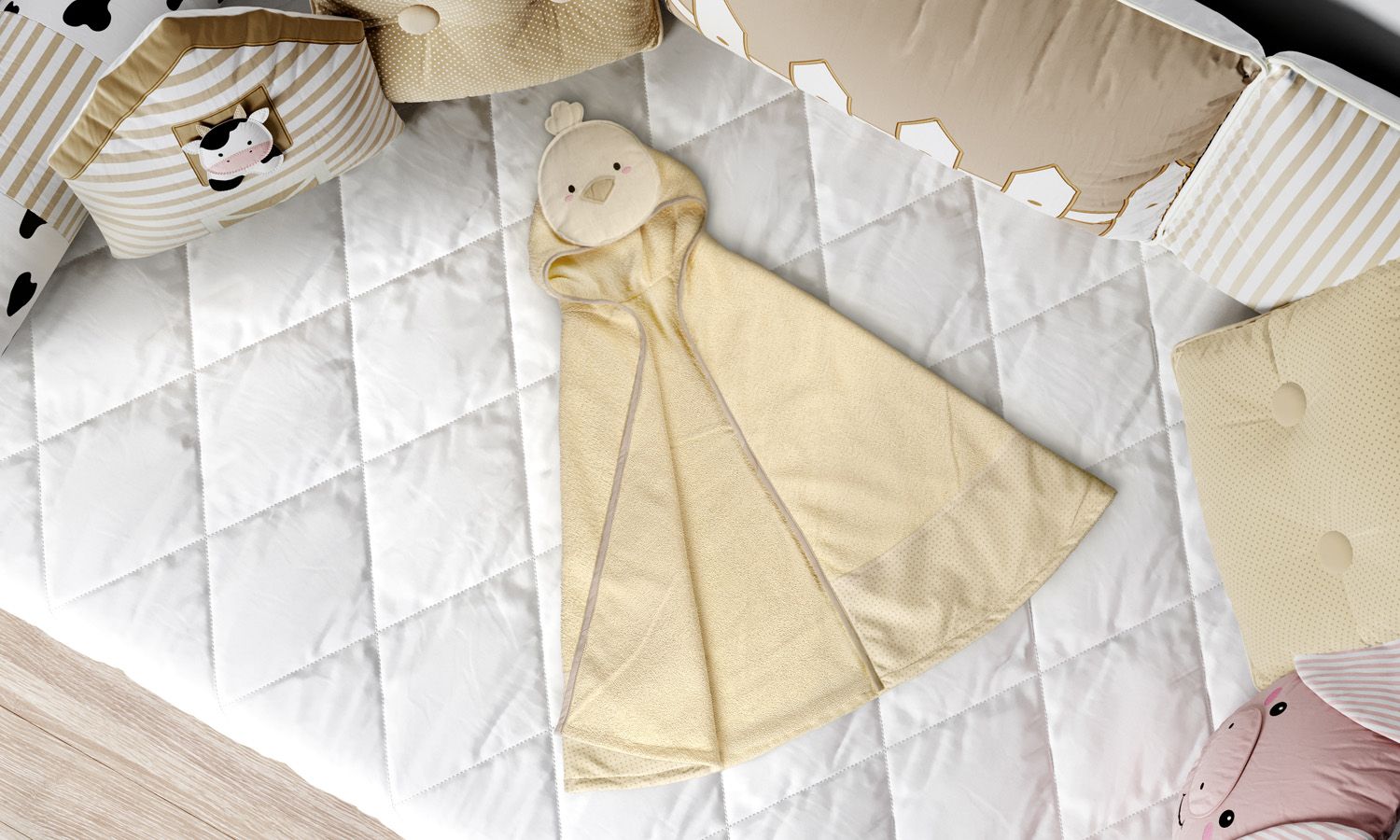 Toalha com Capuz Infantil Amiguinho Pintinho 90cm