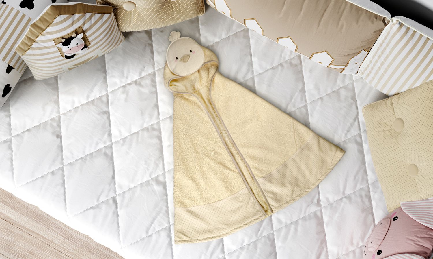 Toalha com Capuz Infantil Amiguinho Pintinho 90cm