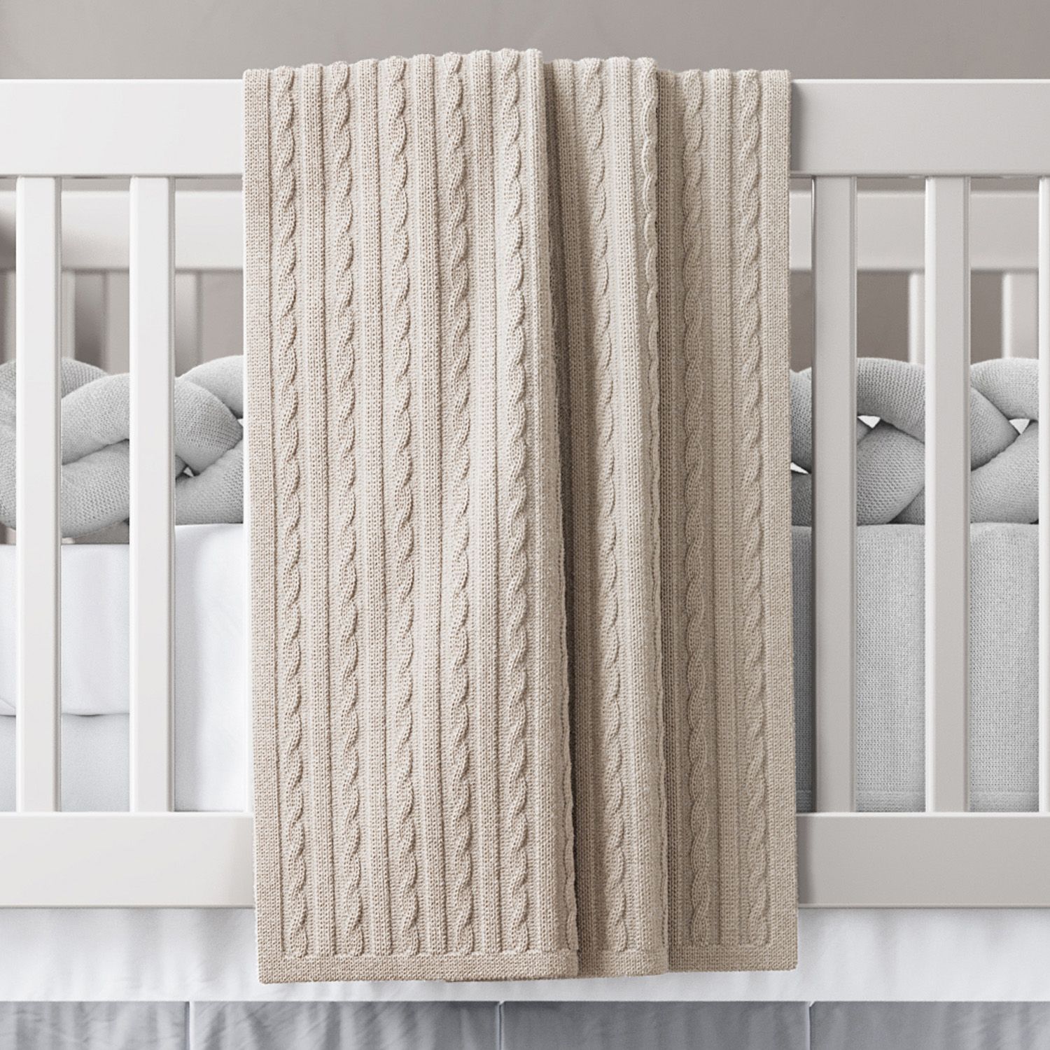 Manta Tricot Trança Areia 1M