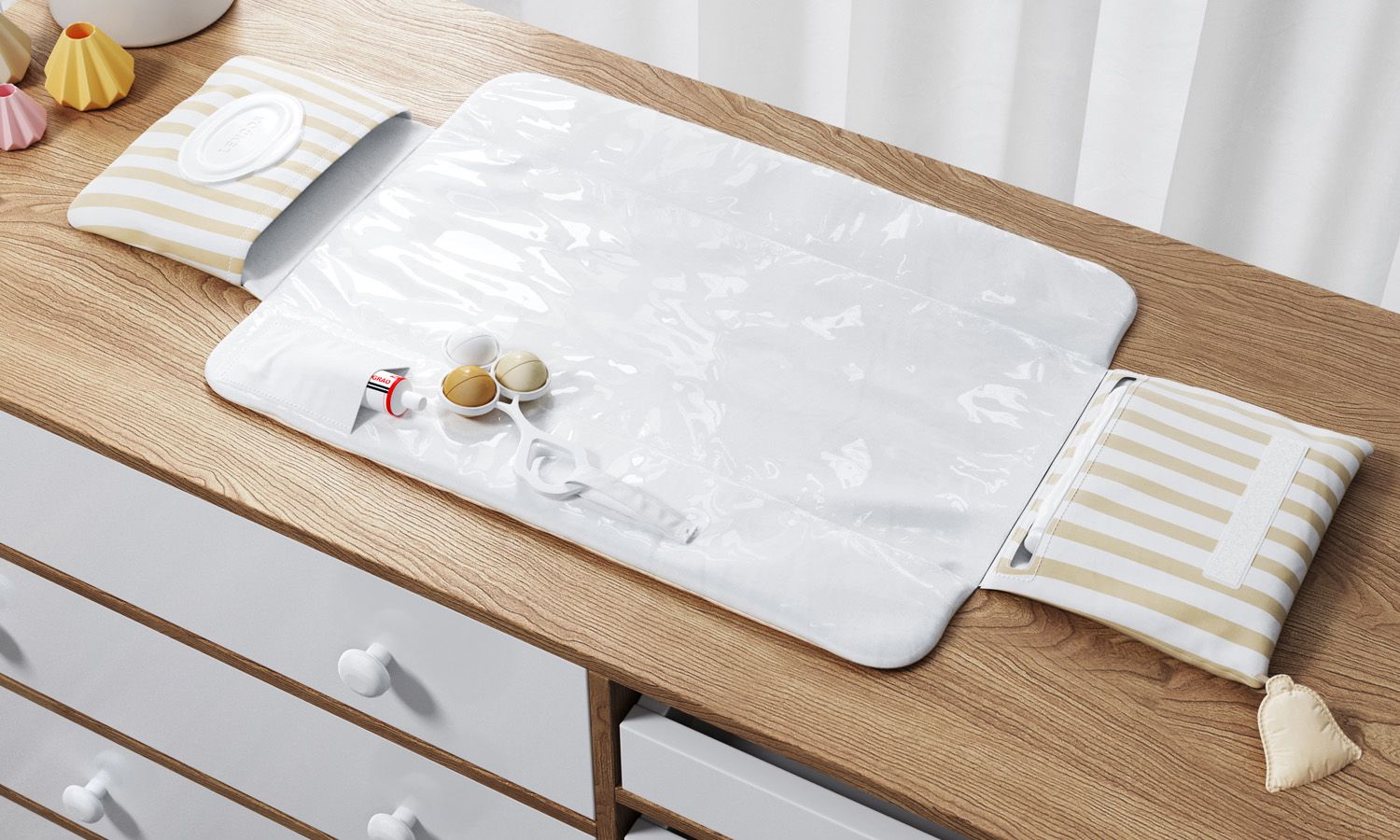 Trocador de Fraldas Portátil com Bolsos Fazendinha 85x40cm