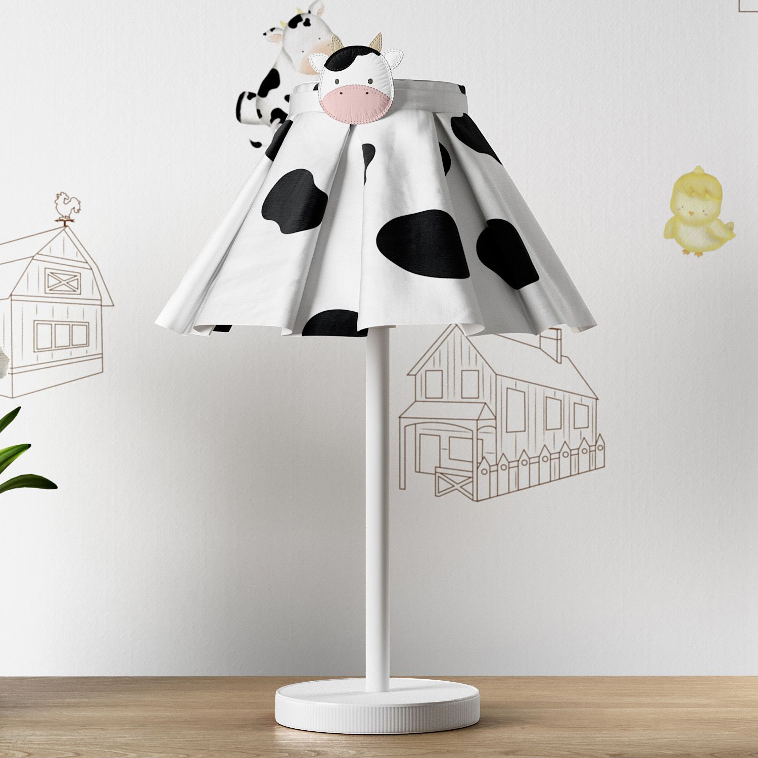 Abajur Simples Amiguinha Vaquinha Estampado