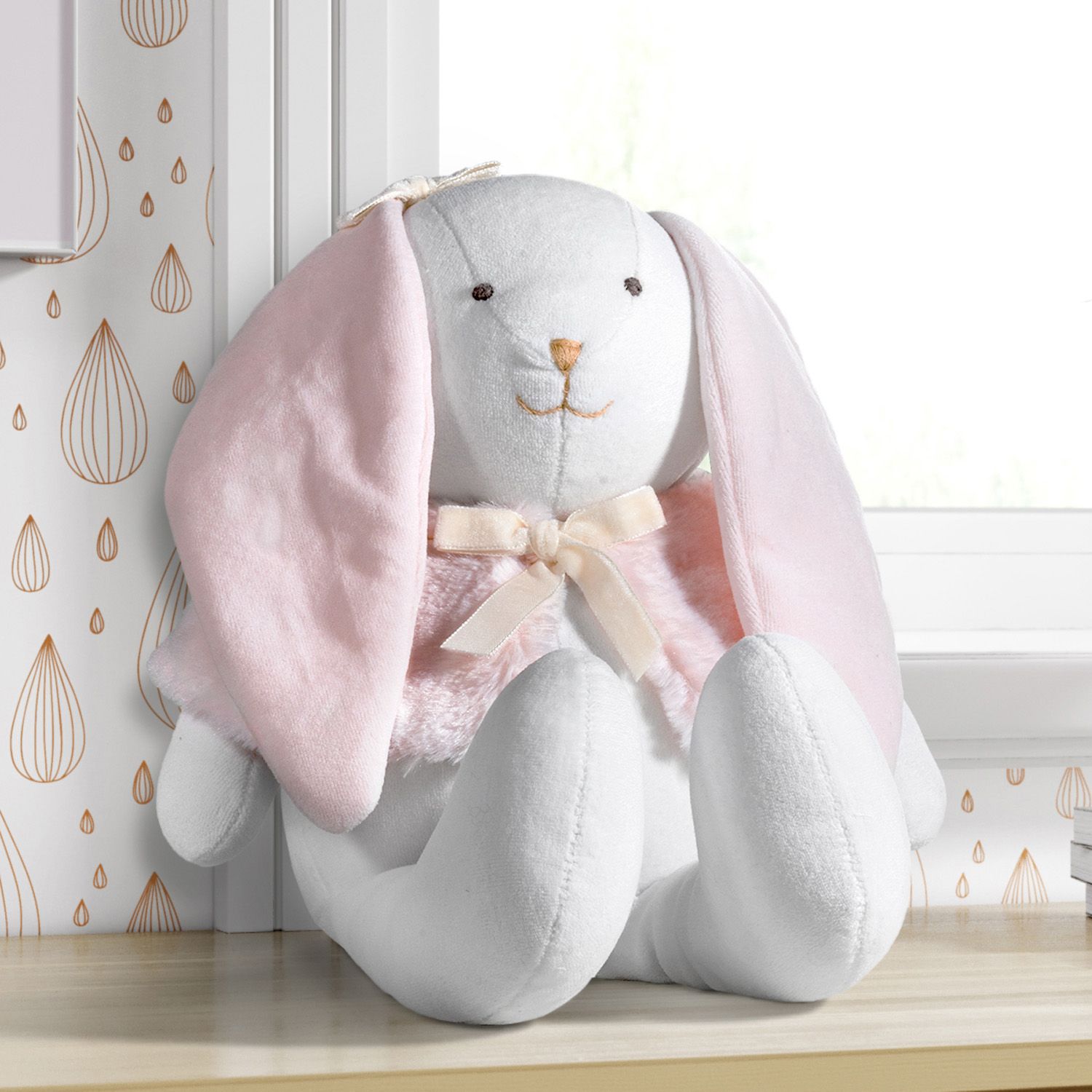 Bichinho de Pelúcia Coelha Branco/Rosa 45cm