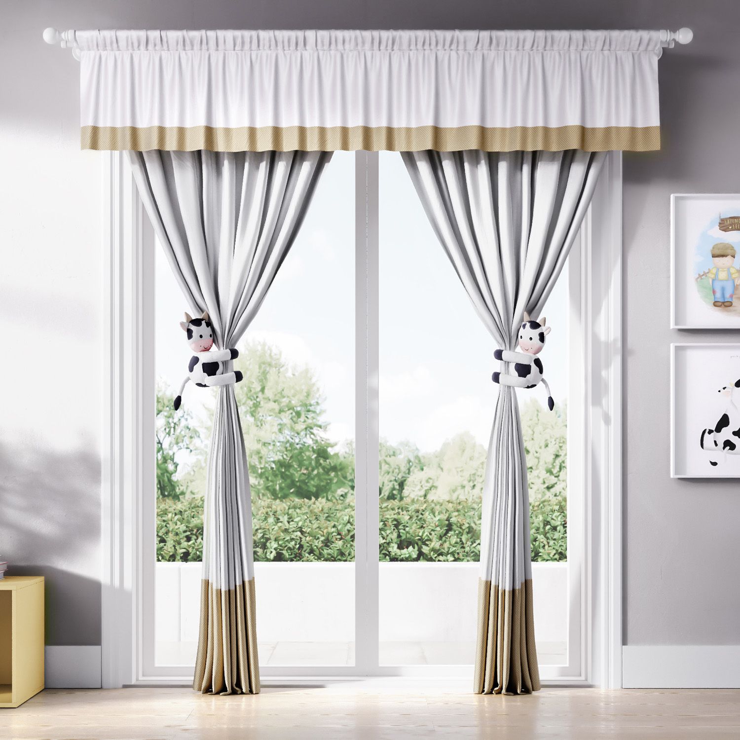 Cortina Branco/Bege Poá