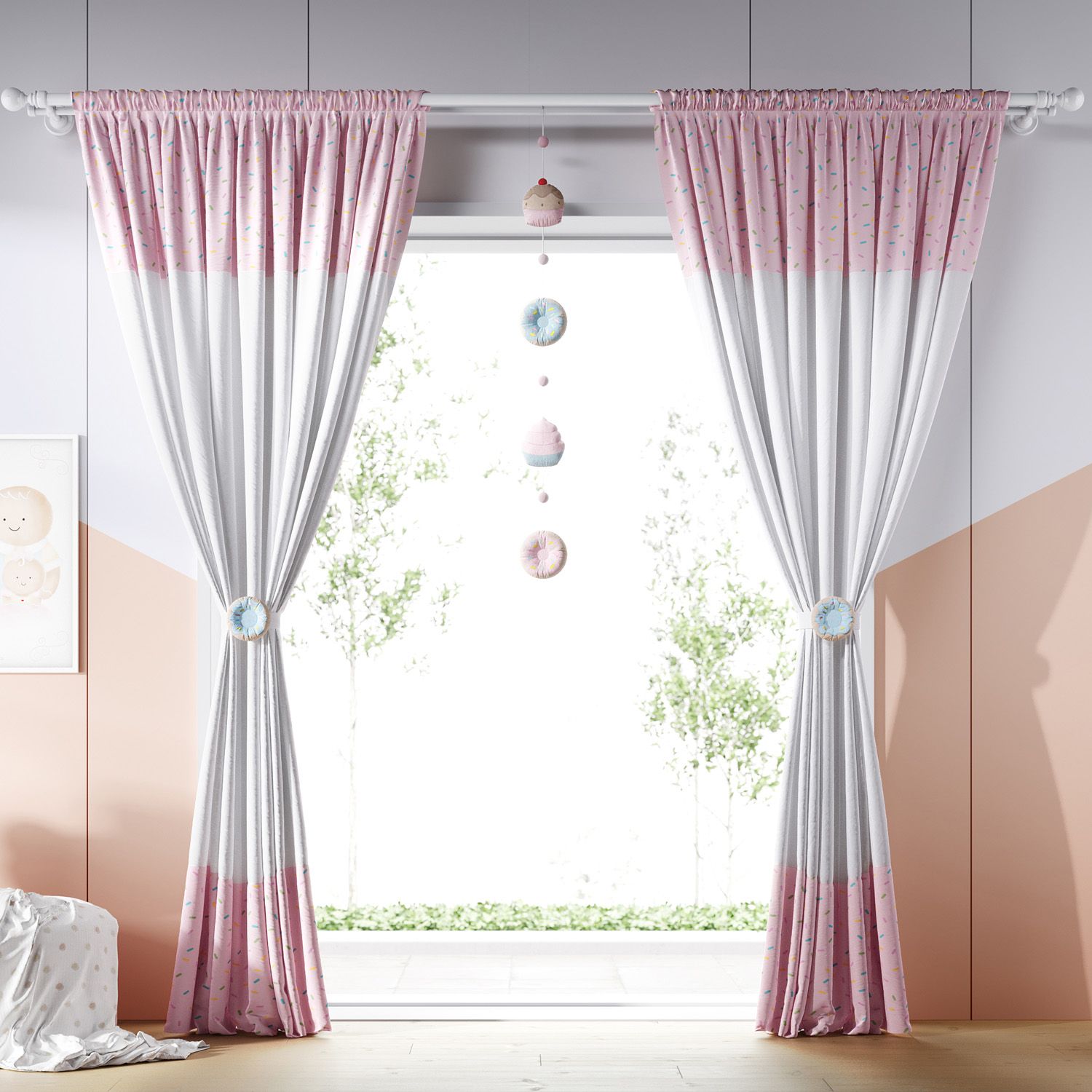 Cortina Doce Encanto Granulado Colorido