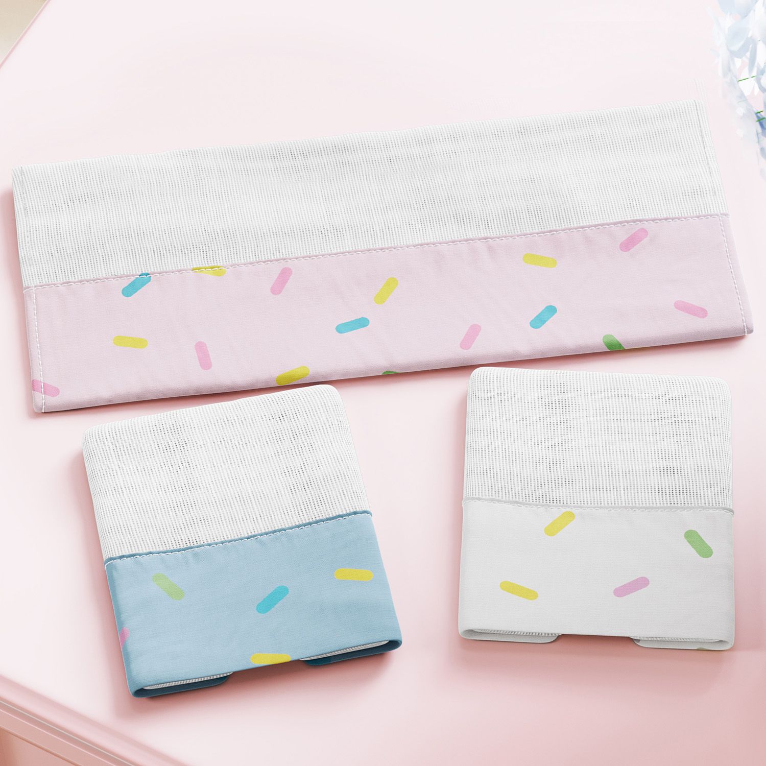 Jogo de Fraldas de Boca Granulado Colorido 3 Peças