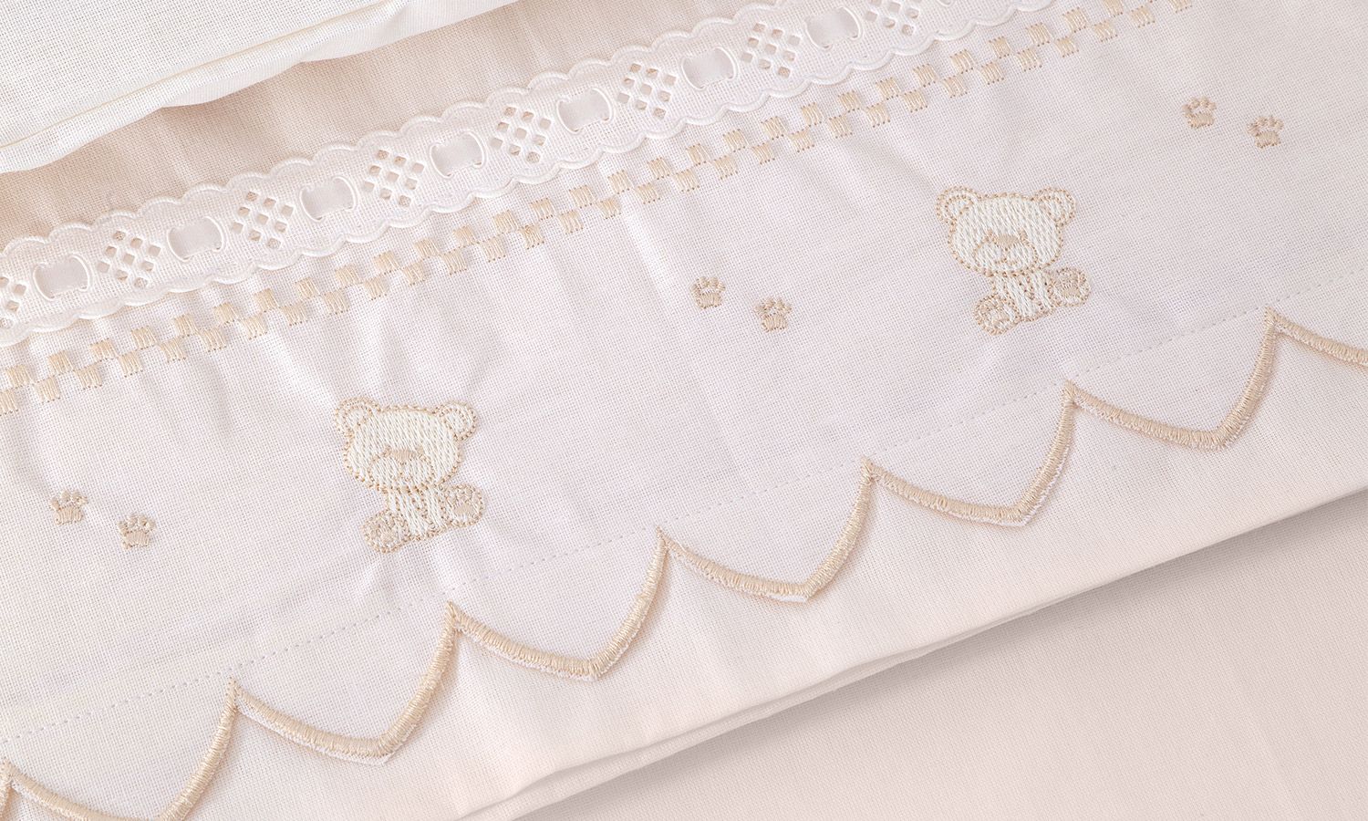 Jogo de Lençol Mini Berço Urso Teddy Branco