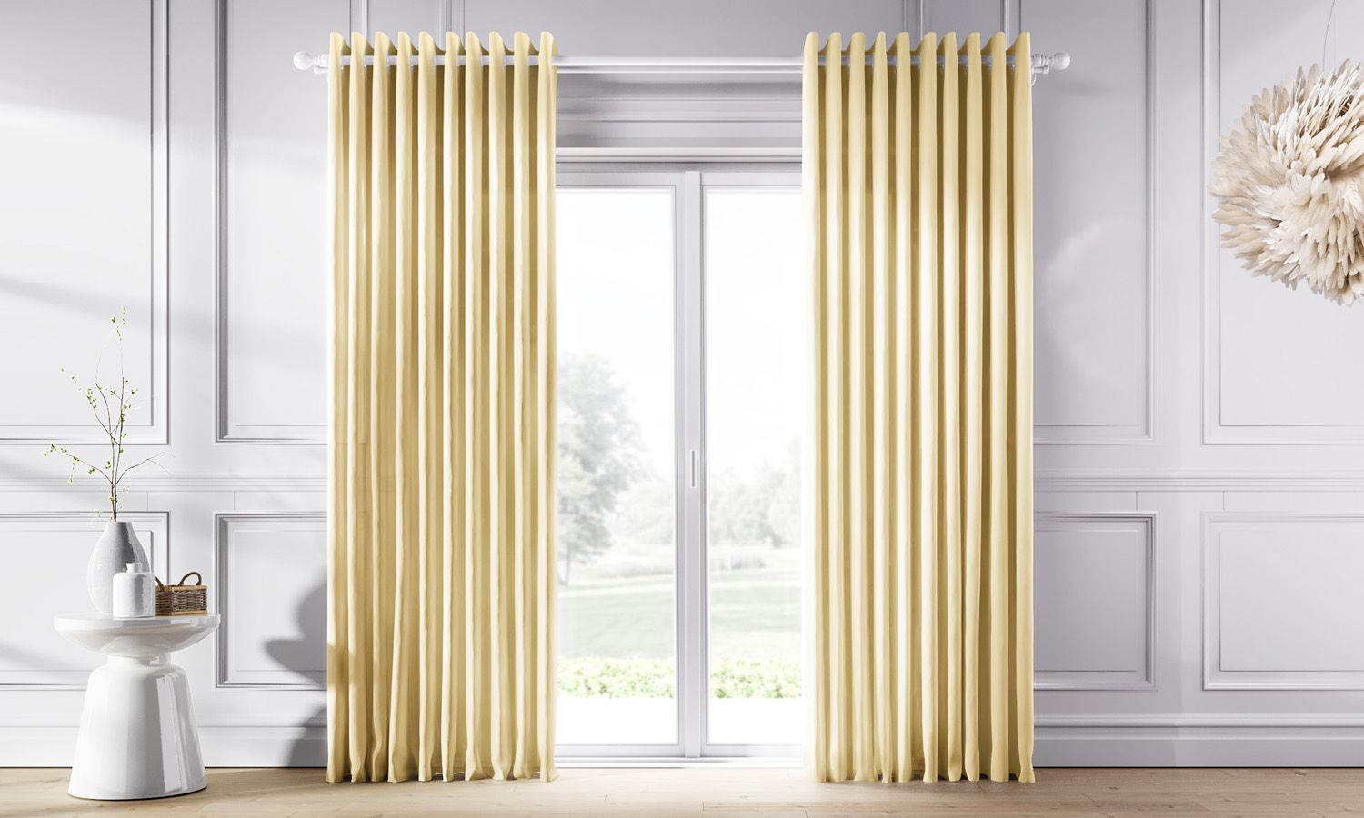 Cortina Amarela com Ilhós