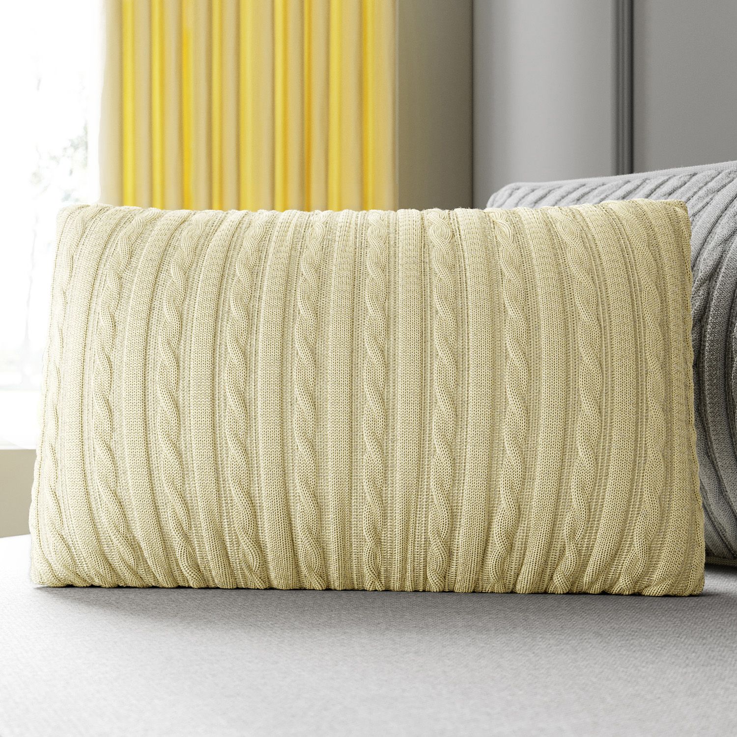 Almofada Retangular Tricot Bege 45CM