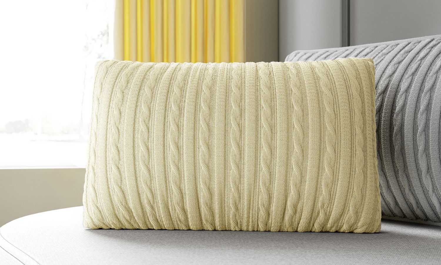 Almofada Retangular Tricot Bege 45CM