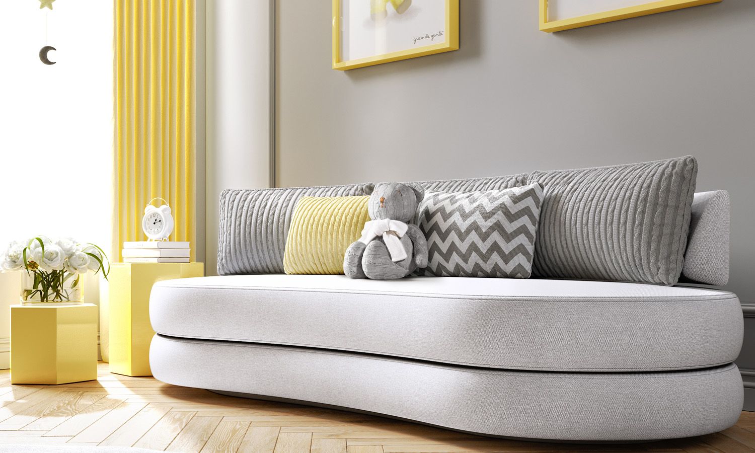 Almofada Retangular Tricot Cinza 70cm