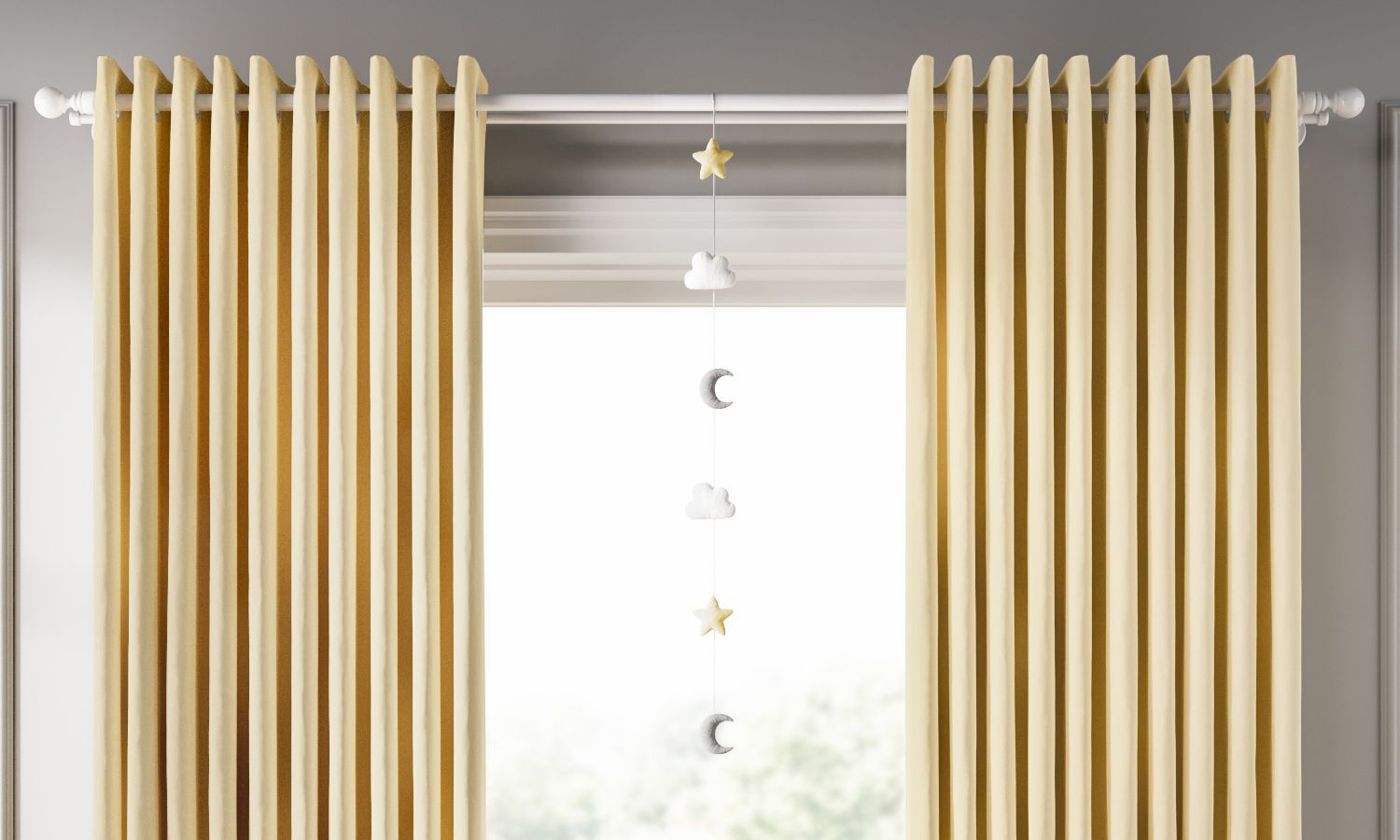 Pêndulo Cortina Estrela, Nuvem e Lua Amarelo