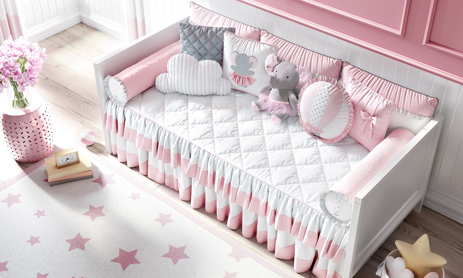 Kit Cama Babá Elefantinha e o Balão