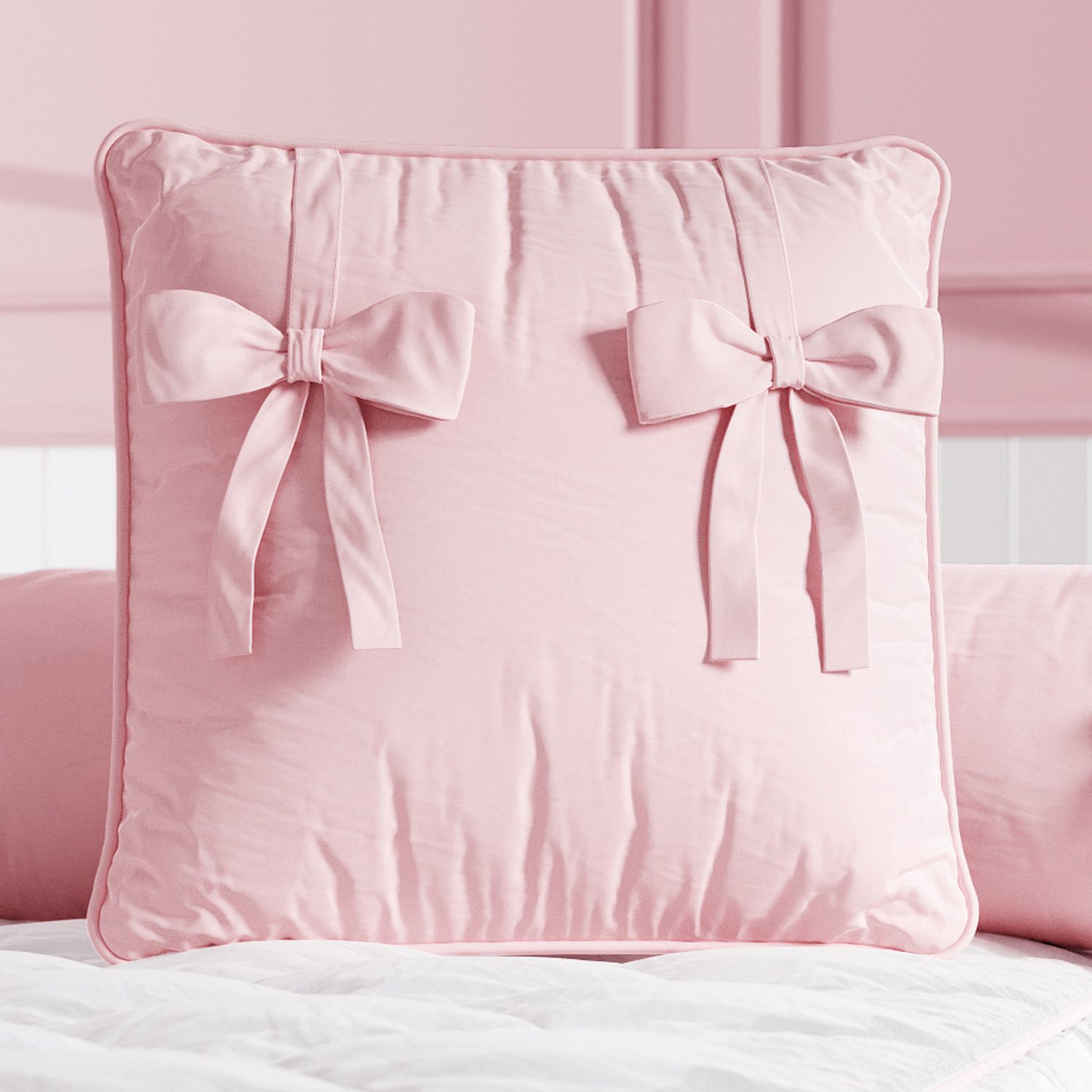 Almofada Quadrada Laços Cor de Rosa 38cm