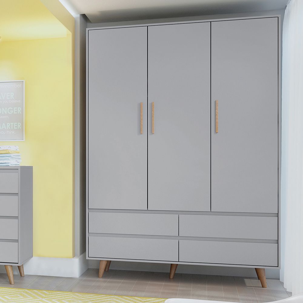 Guarda Roupa Infantil Branco 3 Portas Lorena Retrô