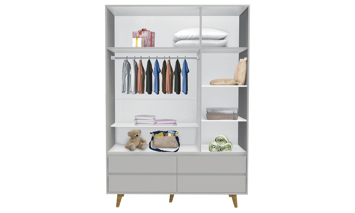 Guarda Roupa Infantil Branco 3 Portas Lorena Retrô