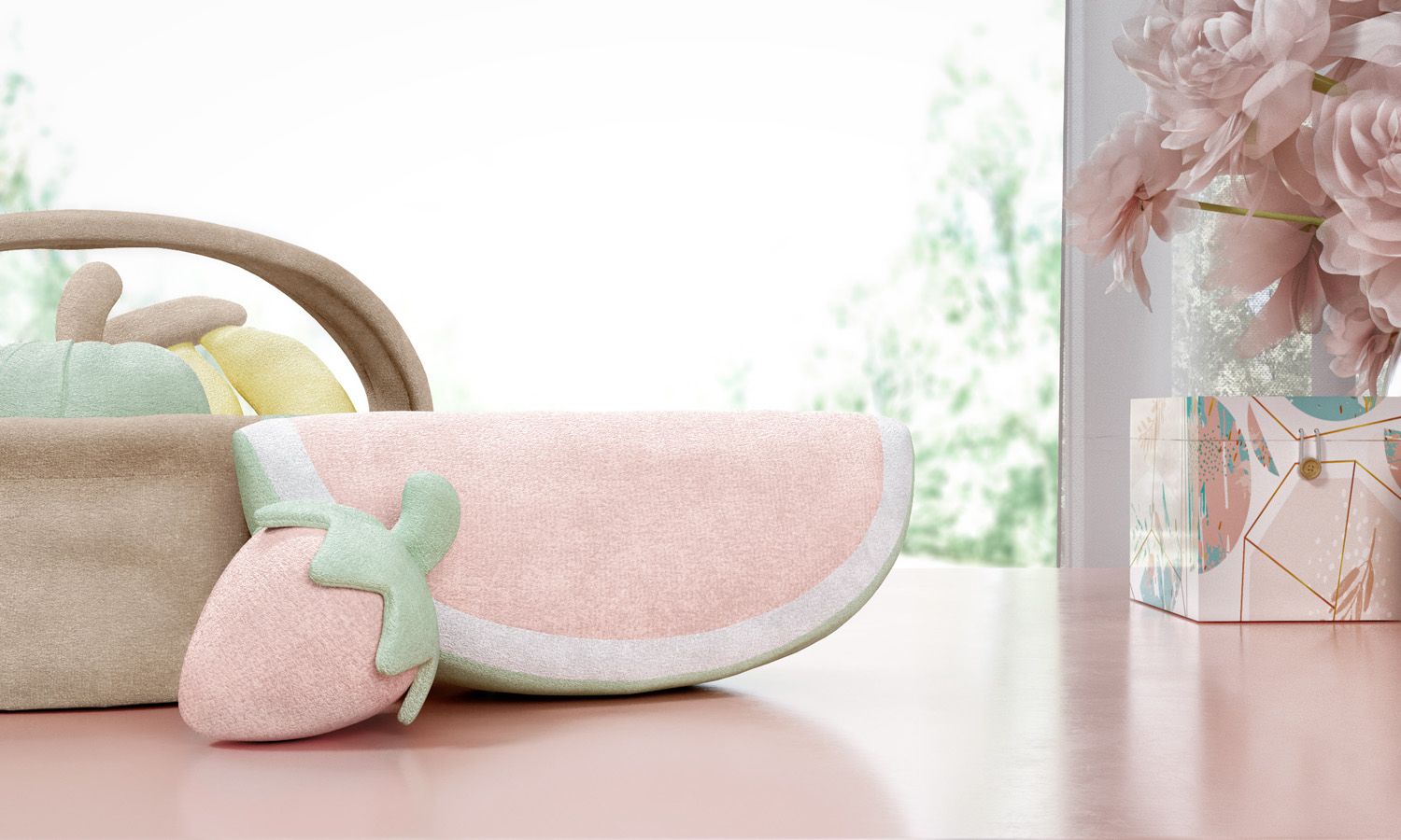 Cesta de Frutas de Pelúcia 25cm