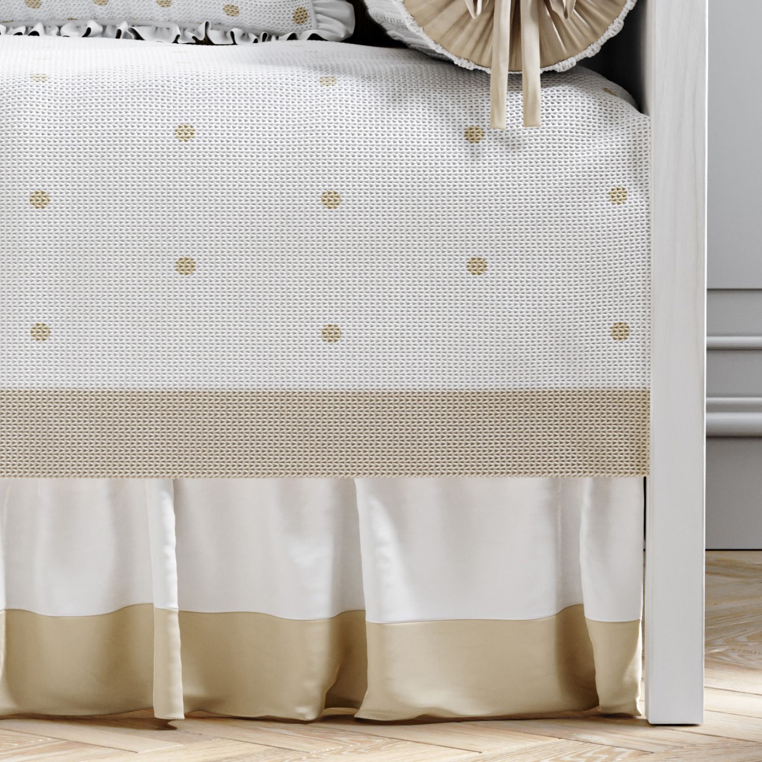 Saia de Cama Babá Branco/Bege