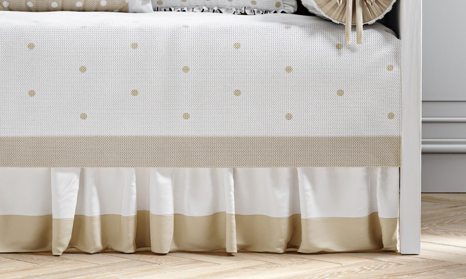 Saia de Cama Babá Branco/Bege