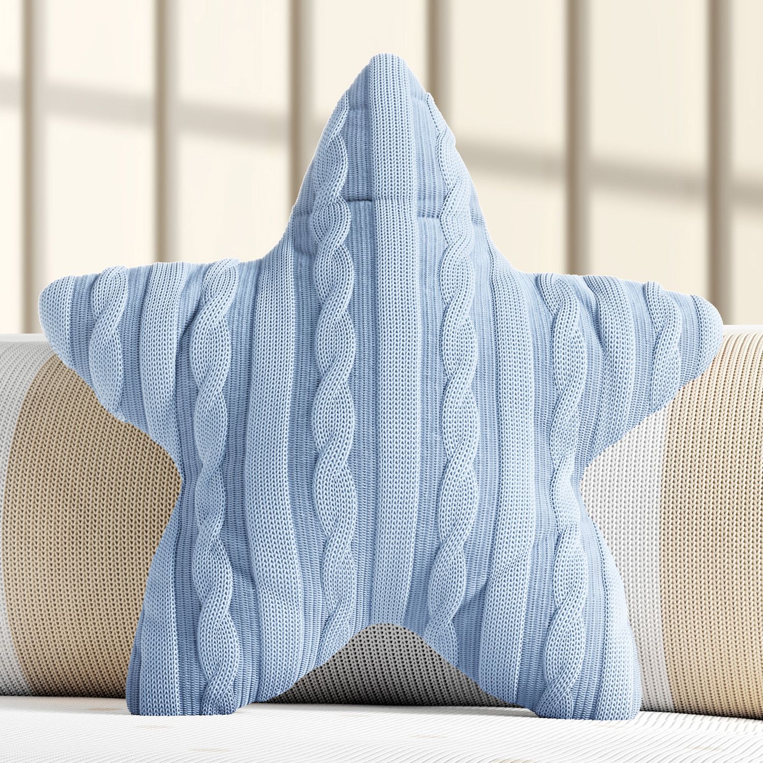 Almofada Estrela Tricot Rosa 30cm